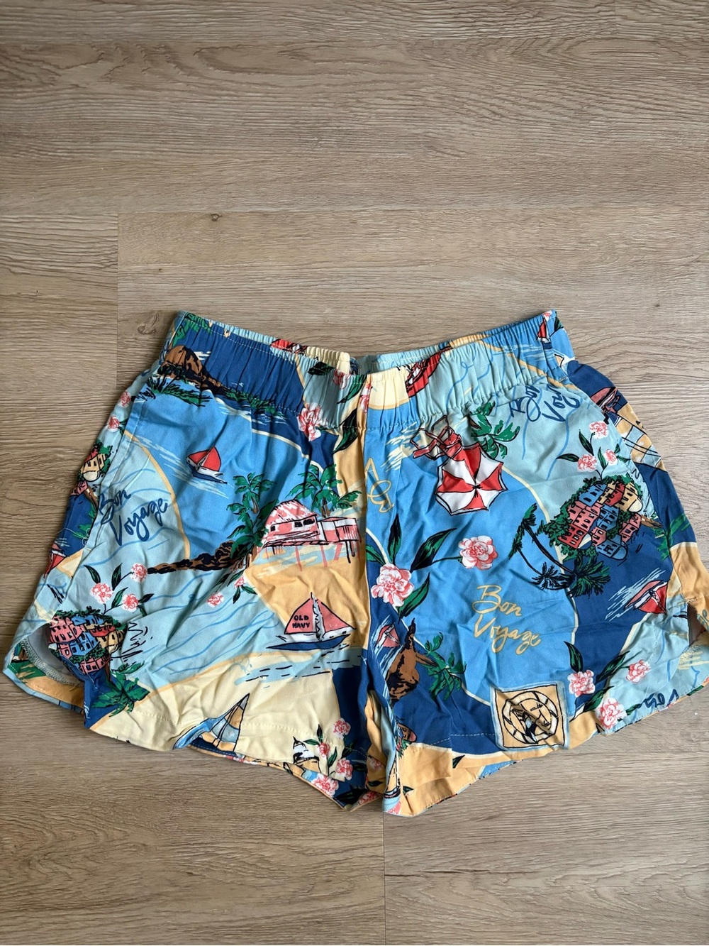 Old Navy Blue and Yellow Tropical Print Shorts